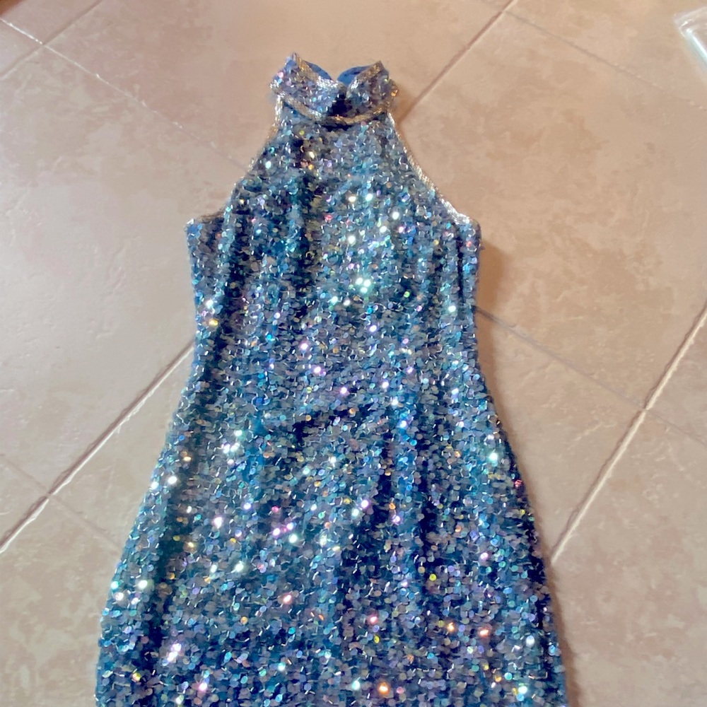 Blue sequin dress